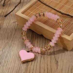 Elegant Pink Heart Bracelet (Stretch)